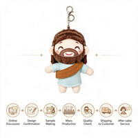 Porte-clés en peluche personnalisé Jésus, vente en gros, breloque de sac religieuse chrétienne, jouet en peluche doux et mignon pour enfants, cadeau de Noël