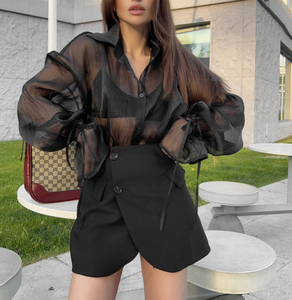 Runwaylover 2678 durchsichtig 2024 Damen sexy Puffärmel-Bluse - Product Image 6