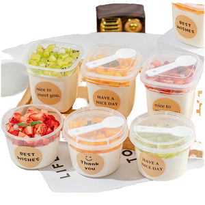 Cổ Nhựa Bánh Hộp Cho Sữa Chua Kem Thạch Bánh Món Tráng Miệng Dùng Một Lần PP Cốc Nhựa Nắp Muỗng Cho Thực Phẩm Sử Dụng - Product Image 1