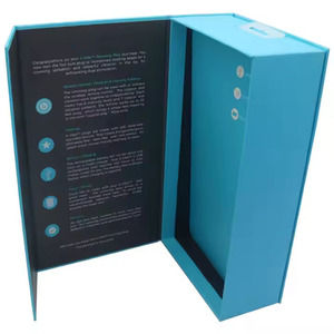 Scatole magnetiche in cartone rigido <span class=keywords><strong>blu</strong></span> a forma di <span class=keywords><strong>libro</strong></span> personalizzato con goffratura e rivestimento UV riciclabile eco-friendly per telefoni - Product Image 3