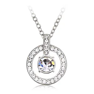 10380 Mooie Vloeiende Crircle Strass Oostenrijkse Kristallen Vergulde Hangende Ketting Trendy Geboorte Cadeau Fijne Sieraden Ketting