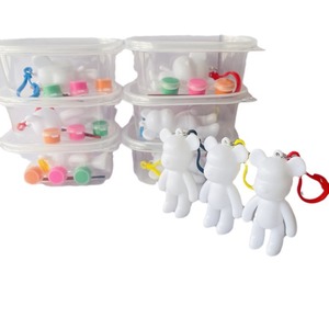 Kit de peinture DIY pour porte-clés en forme d'ours liquide, jouet créatif en plâtre pour enfants, taille unique, matériau PVC - Product Image 3