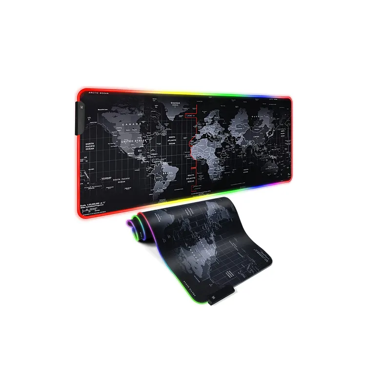 Anti-Rutsch-Extra-Groß Extended Soft LED RGB Gaming Computer Tastatur Matte Mauspad mit Weltkarte