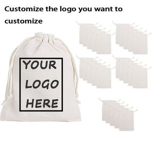 Large <b>Canvas</b> Drawstring <b>Bag</b> with logo Reusable Muslin <b>Bags</b> with Drawstrings for Shopping and Storage Natural Cotton <b>Canvas</b> <b>Bags</b> - Product Image 2