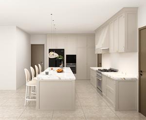 Armoires de cuisine classiques haut de gamme en bois massif de style shaker blanc avec laque - Product Image 1