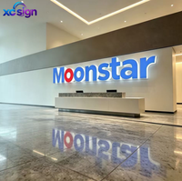 Enseigne 3D LED en acrylique personnalisée rétroéclairée, transformateur, canal en acier inoxydable, identification métallique pour bâtiments commerciaux et bureaux