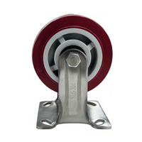 Roue fixe robuste AODELI SS304 de 5 pouces avec roulement en acier au carbone et roue en PP rouge, capacité 200 kg, pour matériel industriel