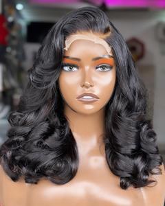 Perruques <span class=keywords><strong>Cheveux</strong></span> 100% Humains Ondulées Tendance, Sans Colle pour Femmes Noires, Perruque Frontale en Dentelle Vague Lâche Vierge Vietnamienne, Rebelle et Bouclée Printemps - Product Image 4