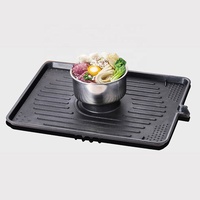 Plaque de cuisson carrée pour barbecue 43x32,6 cm, plaque en aluminium moulé sous pression antiadhésive avec drain d'huile et revêtement sans PFOA