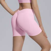 Shorts Deportivos Transpirables Sin Costuras Personalizados, Shorts de Gimnasio de Cintura Alta de Color Sólido, Shorts de Yoga de Secado Rápido y Ajuste Ceñido