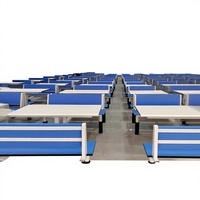 Ensemble table et chaises de cantine scolaire commerciale moderne et minimaliste pour 4 personnes, tables de salle à manger pour le personnel, en acier inoxydable