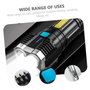 Strong <b>Light</b> Flashlight Super Bright 4led Rechargeable Torch Cob Side <b>Light</b> Multifunctional Outdoor LED Portable Flashlight - Product Image 2