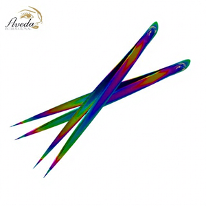 แหนบต่อขนตาหลากสีสวยงาม แหนบคิ้วปลายแหลมสแตนเลสสตีล โลโก้สั่งทำได้ AvedaInternational - Product Image 1