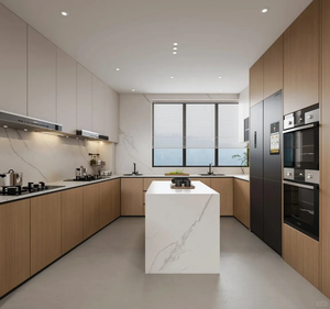 Armoires de cuisine sur mesure de style scandinave avec tiroirs profonds pour la construction de maisons neuves - Product Image 1