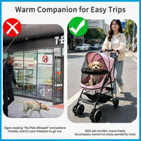 Poussette pour animaux de compagnie JXB à quatre roues, pliable, pour l'intérieur et l'extérieur, avec suspension et grand panier