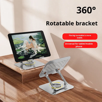 Penyangga dapat dilipat berputar 360 derajat, logam dan plastik kompatibel dengan iPad & ponsel portabel untuk Desktop Laptop Tablet PC
