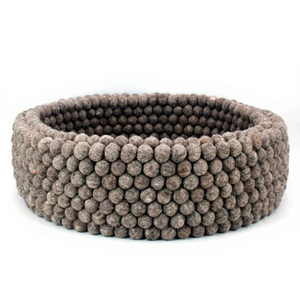 Samyak 100% Merino Wool Striped Eco-Friendly Cat <b>House</b> Pet <b>Bed</b> with Felt Balls for Comfortable Resting - Product Image 1