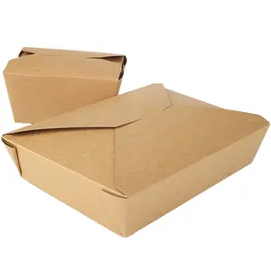 2000 мл Коробка для салата из коричневой крафт-бумаги, Лидер продаж, контейнер для deli, индивидуальные бумажные коробки