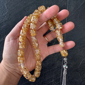 Tasbih en résine en forme de hibou, thème ange, 99 perles, chapelet musulman Dhikr, accessoires de prière islamiques faits à la main, technique de moulage - Product Image 1