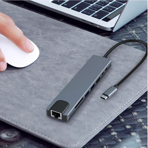 8 en 1 USB TYPE C HUB Splitter HDMI 4K Thunderbolt 3 Estación de acoplamiento Adaptador de computadora portátil con PD SD TF RJ45 para Macbook Air M1 <span class=keywords><strong>iPad</strong></span> - Product Image 3