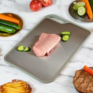 <span class=keywords><strong>Planche</strong></span> à découper double face en acier inoxydable 304, 2 en 1, antimicrobienne, en paille de blé PP, passe au lave-vaisselle - Product Image 5