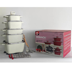 Grand ensemble de casseroles en granit et aluminium de 16 pièces, comprenant des casseroles de 20-32 cm et une casserole peu profonde de 28 cm, avec accessoires de cuisson, un équipement essentiel pour les grandes familles - Product Image 6