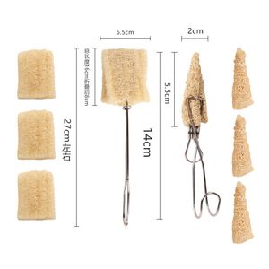 Loofah Sponge <b>Bottle</b> <b>Brush</b> Stainless Steel 14cm With Hook For Baby <b>Bottle</b> Cleaning - Product Image 1