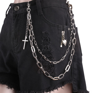 Chaîne de taille croisée Yueli en alliage de zinc blanc K708, style punk, hip-hop, mode décontractée, chaîne de corps, design à double anneau - Product Image 2