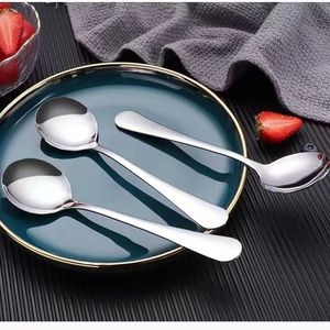 Stainless Steel Spoon Solid Color Multi Purpose For Soup Coffee Dessert Stirring Household Use Child Target - Product Image 5