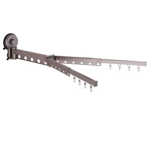 Suction Cup <b>Clothes</b> Drying <b>Rack</b> Silver Single Bar Wall Mounted Telescopic Foldable Indoor Window Glass Drying Device - Product Image 1