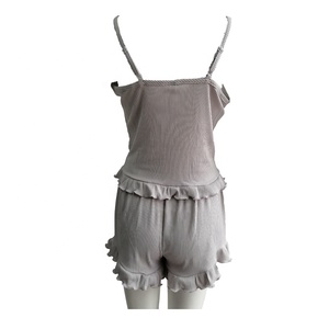 2022 con logo personalizzato in tinta unita taglie forti abbigliamento da notte da donna Set di pantaloncini da canotta in pigiama intimo Sexy da donna Set di Lingerie Sexy - Product Image 6