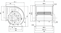 Ventilateur centrifuge à entraînement direct à vitesse unique LKZ 8-9 450W pour hotte de cuisine, évacuation de la fumée et unité de traitement de l'air