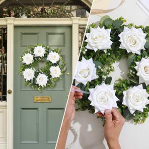 Flores Artificiales de Seda de Alta Calidad con 3 Cabezas de Rosa Blanca Diamante para Decoración de Escenarios de Eventos - Product Image 4