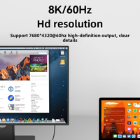 Adaptateur Type-C vers double Type-C, répartiteur Type-C 2-en-1, station d'accueil de charge PD 100W avec vidéo HD 8K 60Hz pour ordinateur portable et lunettes intelligentes AR