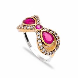 <b>Bow</b> Tie Design Ruby CZ Zircon Stone Ottoman Popular Charm Model Wholesale Authentic Silver Ring Jewelry - Product Image 2