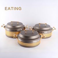 Set Penghangat Makanan 3-Piece 3.5L/4.5L/5.5L Kedatangan Baru Berkualitas Tinggi Termos Casserole Wadah Set Hotpot Arab Penyaji Makanan Panas
