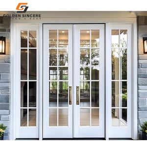 Puerta Francesa de Aluminio Decorativa de Diseño Moderno Personalizada GS, Marco de Aluminio, Puerta Abatible de Doble Entrada con Vidrio para Proyectos de Villas - Product Image 2