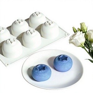 Moule à gâteau en silicone en forme de fruits (myrtille, framboise) pour desserts, mousses aux fruits, chocolat, emballage individuel OPP, qualité alimentaire - Product Image 1