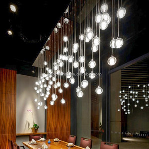 Lustre LED à bulles dimmable pour plafond haut, luminaires suspendus pour longues escaliers, lampes pendantes pour entrée, lustre en cristal - Product Image 5