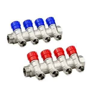 Fabrieksprijs 3 Way/ 4 Way Verwijderbare Connector Messing Spruitstukken Met Kogelkleppen Voor Pex-Al-Pex Pijp