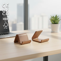Runwood 2026 Support Téléphone Portable en Noyer Massif, Porte-Cartes en Bois Créatif, Cadeau Artisanat Naturel, Support de Téléphone Portable