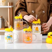 Canard jaune mignon en verre avec ventouse, cadeau de grande valeur esthétique