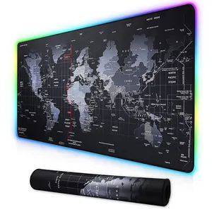 Grande mapa do mouse do jogo almofada com base antiderrapante, logotipo personalizado estendido tamanho xxl led mouse pad