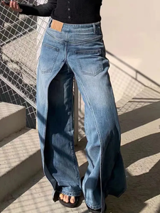 Alta calidad Y2K estilo New Rock Hip Hop Baggy pantalones vaqueros de pierna ancha <span class=keywords><strong>ropa</strong></span> de <span class=keywords><strong>mujer</strong></span> Vintage Straight Lady Denim Pantalones - Product Image 2