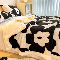 Couverture en polaire sherpa double face, douce et épaisse, jacquard fleuri 3D, pour lit ou canapé