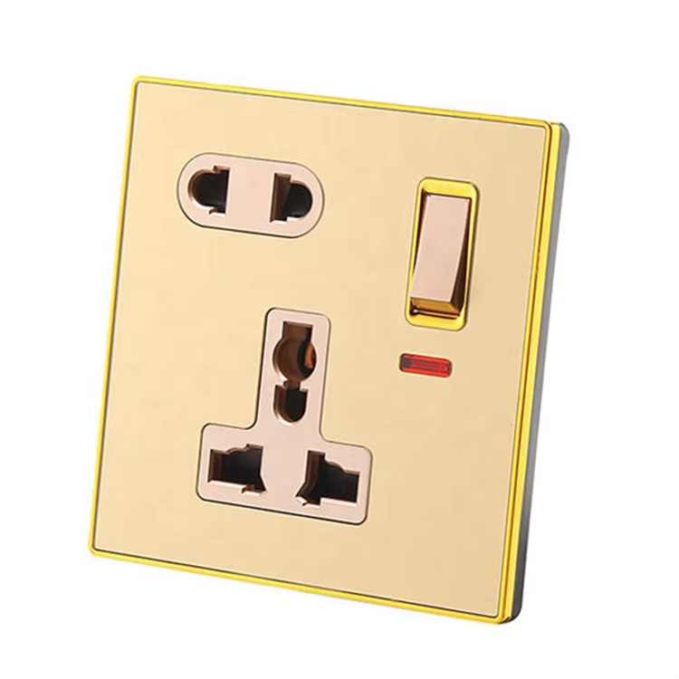 Multifunctional 5 Pin Switched Electric Light Acrylic Wall Power Electric Socket and Switch Universal Socket
