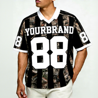 Maillots de football camouflage d'été de haute qualité, vintage, surdimensionnés, à épaules tombantes, t-shirt jersey, impression sérigraphique, t-shirt boxy personnalisé pour hommes