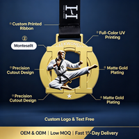 Offre Spéciale – Médaille Sportive Moderne Sculptée en 3D, Imprimée en Couleur, en Alliage de Zinc Moulé sous Pression, Gravée au Laser, pour Taekwondo
