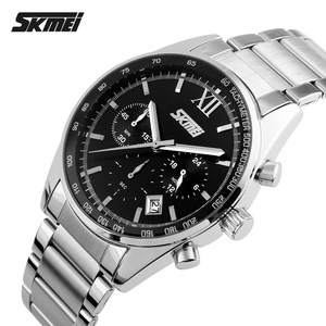 Skmei Men's Quartz Watch Stainless Steel Band Chronograph Tachymeter Calendar Date Analog 30M Waterproof Business Casual Watch - Product Image 3