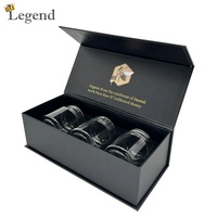 Boîte cadeau rigide noire de luxe à fermeture magnétique avec insert en mousse EVA personnalisé pour le stockage de pots de miel en verre, emballage personnalisé avec impression de logo
